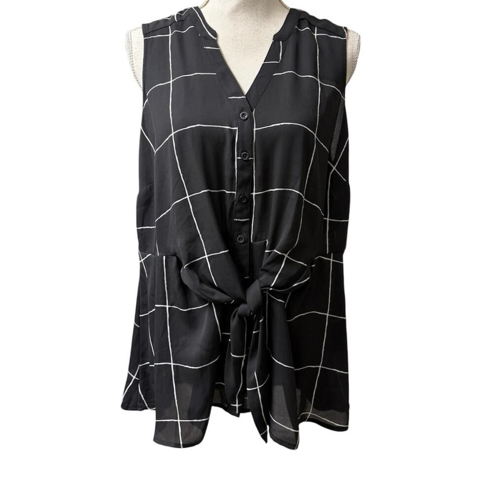 Brand New Torrid Women's Size 00 M/L Black White Plaid Sleveless Tank Top Shirt